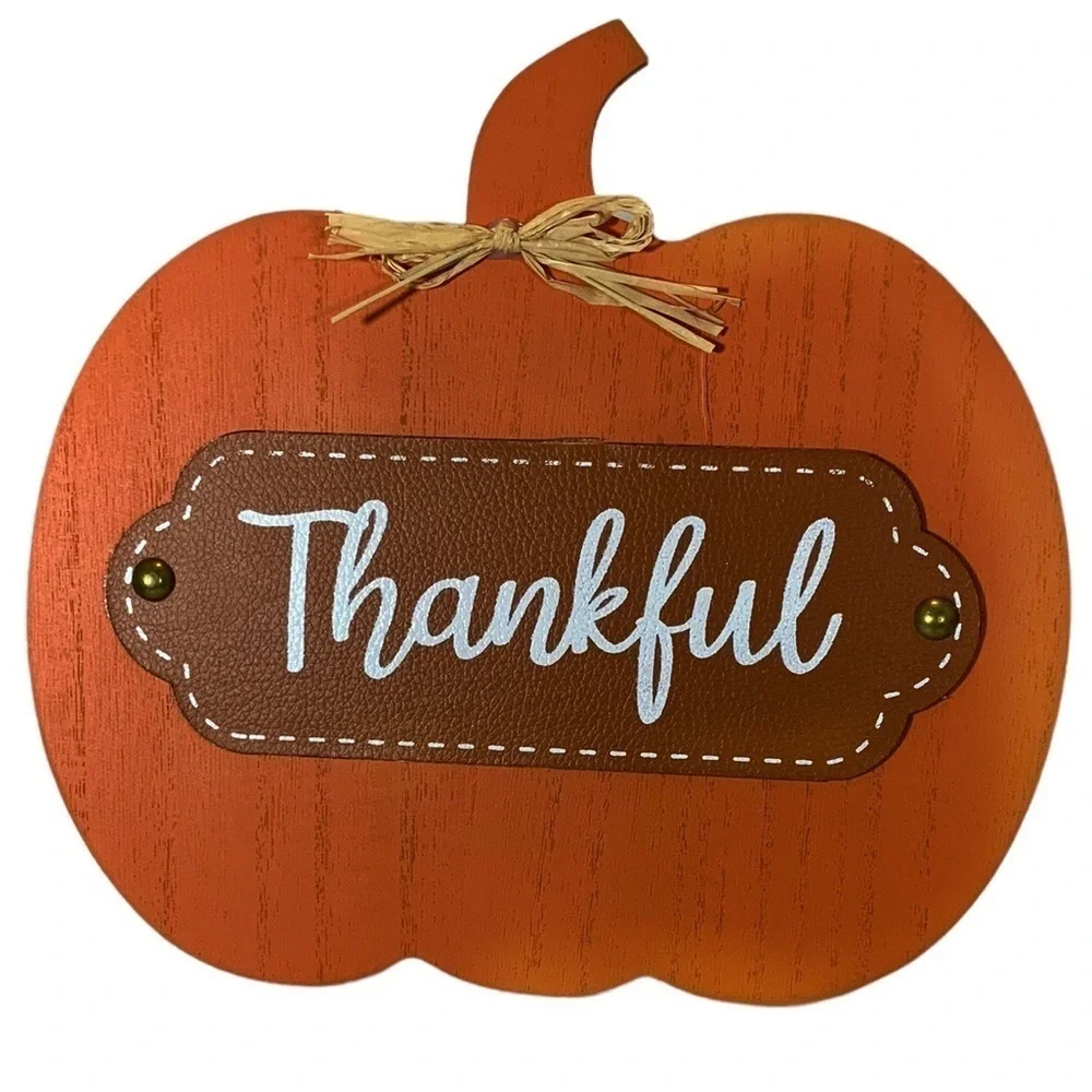 Pumpkin Autumn Table Decor Wood Modern Farmhouse Rustic Stand Up Sign Placque